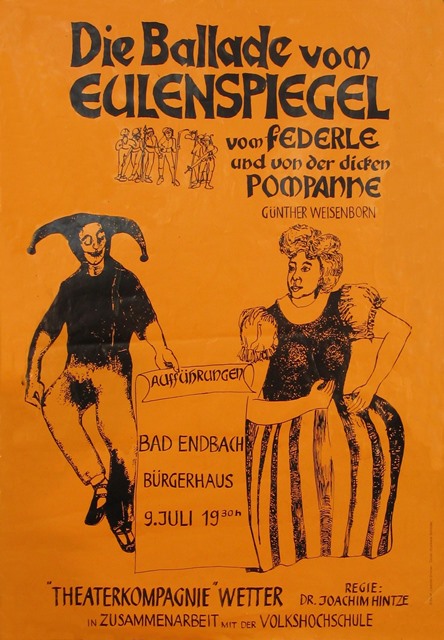 Plakat der Produktion Die Ballade vom Eulenspiegel, vom Federle und der Dicken Pompanne